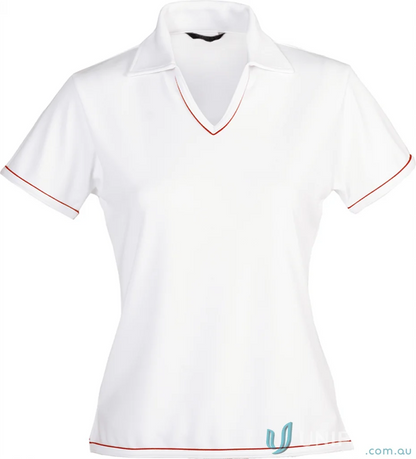 White Ladies Cool Dry Polo shirt with red piping, perfect for uniforms and workwear