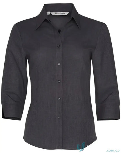 Dark gray Winning Spirit Ladies CoolDry 3Qtr Shirt showing stylish 3quarter sleeve design