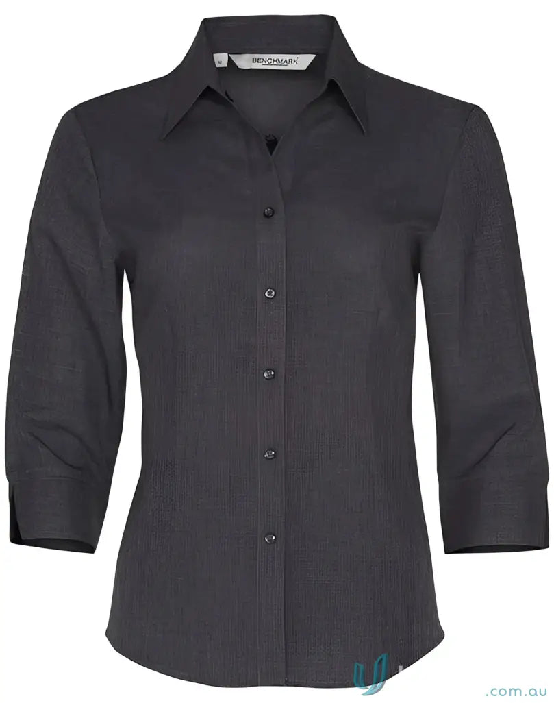 Dark gray Winning Spirit Ladies CoolDry 3Qtr Shirt showing stylish 3quarter sleeve design