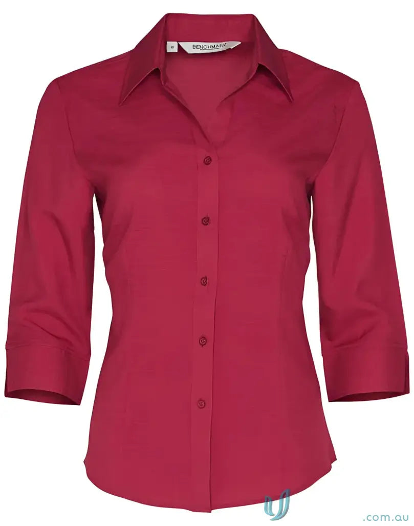 Winning Spirit Ladies CoolDry 3Qtr Shirt in Maroon with three-quarter sleeves for a stylish look