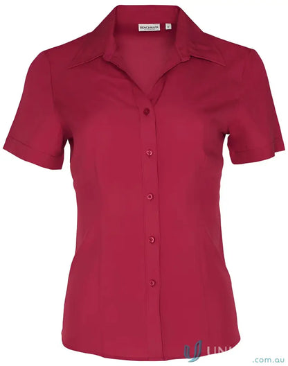 Maroon short-sleeved Winning Spirit Ladies CoolDry Health Shirt for staying cool