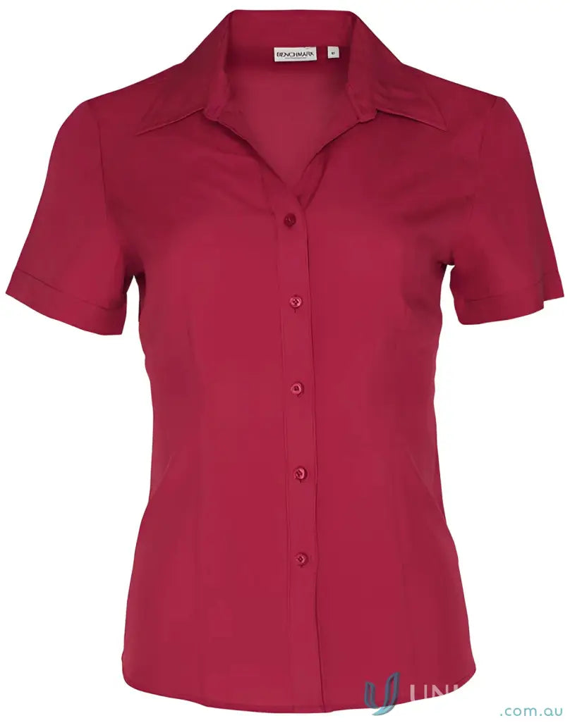 Maroon short-sleeved Winning Spirit Ladies CoolDry Health Shirt for staying cool