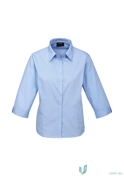 Light blue ladies core business 3Q shirt in work shirt cotton poplin for biz collection ladies