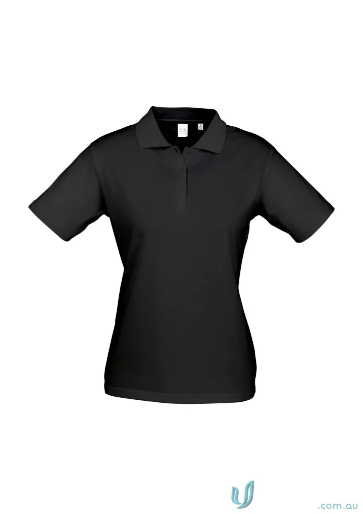 Ladies Cotton Ice Polo from Biz Collection Womens, black short-sleeve polo shirt