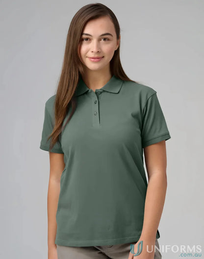 Ladies Cotton Stretch Pique Polo in green, perfect for darling harbour polo style