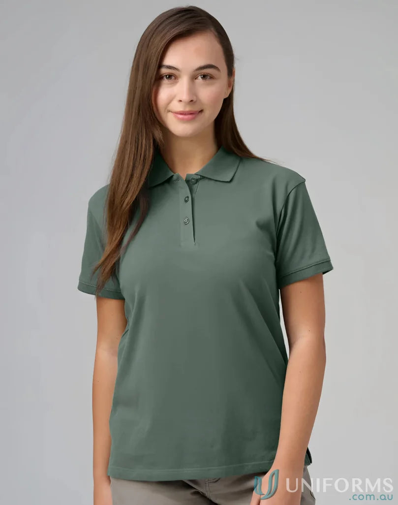 Ladies Cotton Stretch Pique Polo in green, perfect for darling harbour polo style