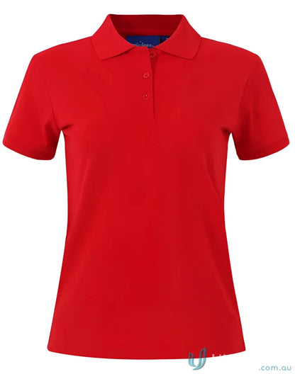 Red short-sleeved polo shirt from Winning Spirit Ladies PS56 Darling Harbour collection