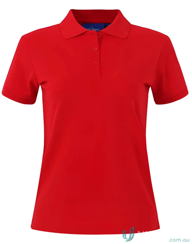 Red short-sleeved polo shirt from Winning Spirit Ladies PS56 Darling Harbour collection