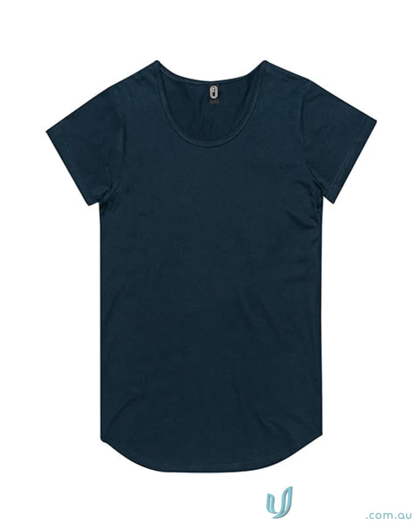 Dark blue Ladies Curve Tee with scoop neck, short sleeves, and perfect size fit