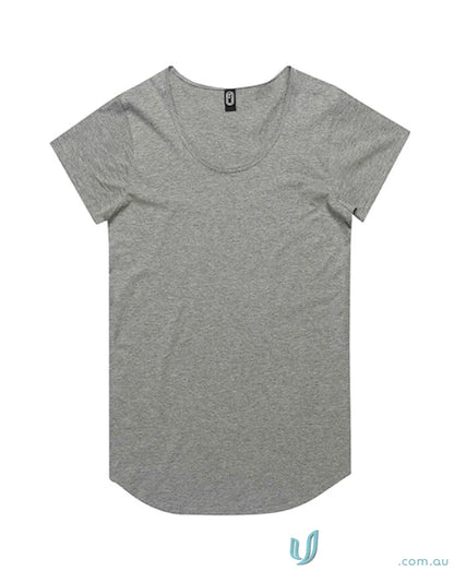 Heather gray Ladies Curve Tee with scoop neck, short sleeves, and perfect length