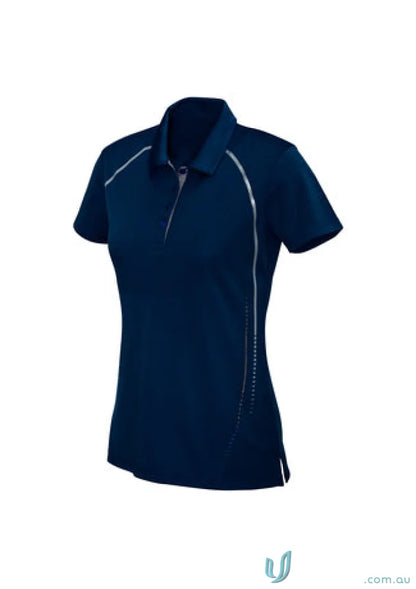 Lady Cyber Polo navy blue with silver accents, antibacterial treatment helps, biz collection ladies style