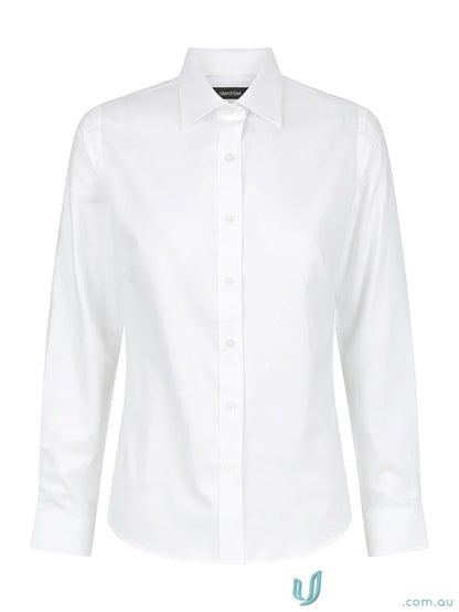 White ladies Dexter Long Sleeve Shirt front view showing classic long sleeve design