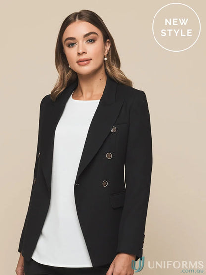 Black ladies double breasted blazer for a chic double breasted look