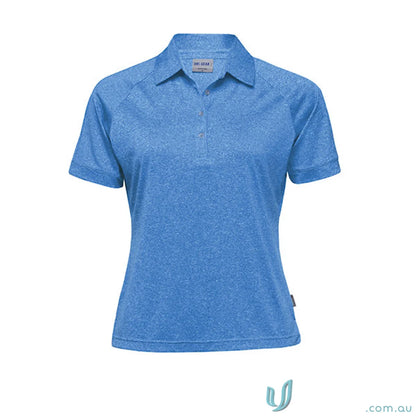 Blue short-sleeved polo shirt from Ladies Dri Gear Melange Polo collection