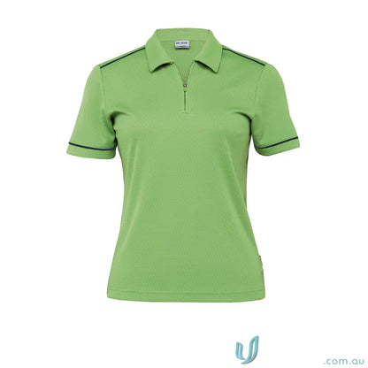 Light green Ladies DriGear Matrix Polo shirt with zipper and dark trim for uniforms and workwear