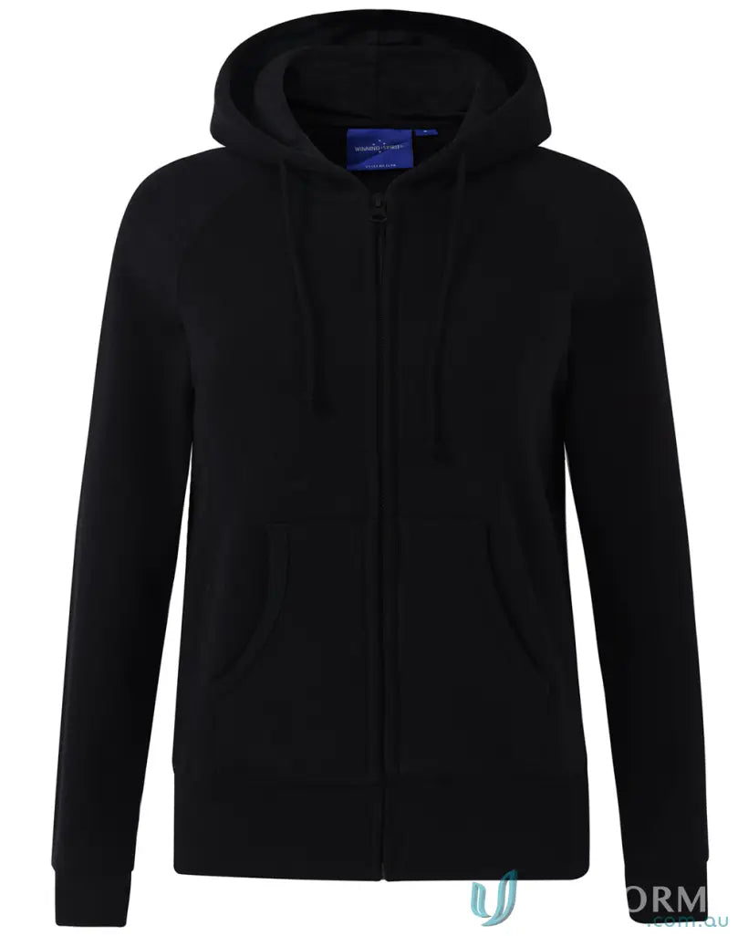 Black hooded zip-up sweatshirt from Ladies Double Bay Zip Hoodie collection, FL04 Double Bay style