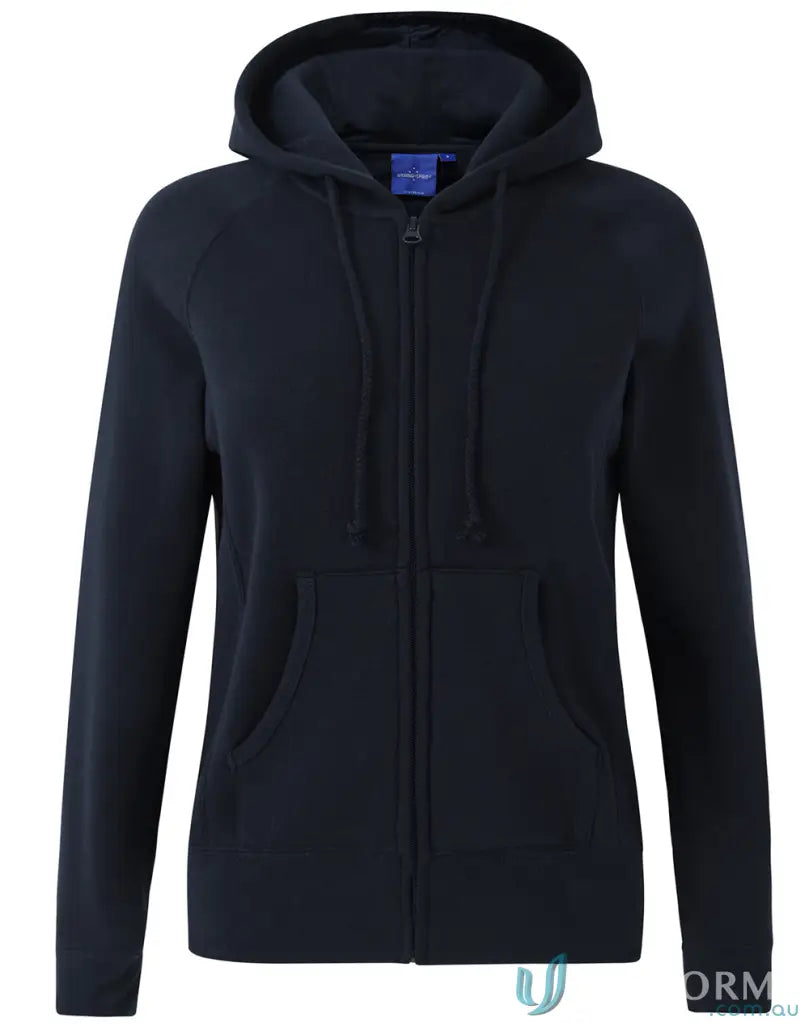 Navy blue Ladies Double Bay Zip Hoodie with hood and zip-up front - fl04 double bay style