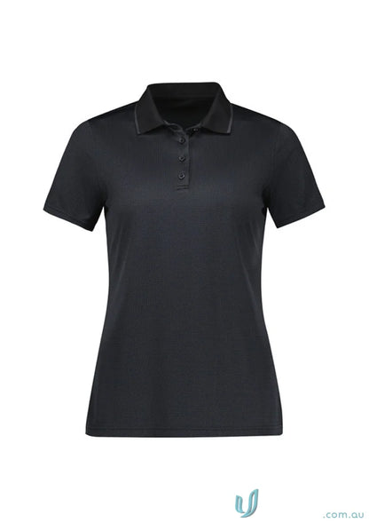Ladies Echo Polo black short-sleeved shirt made with certified recycled polyester Biz Cool™