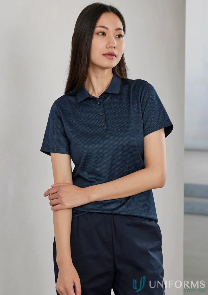 Lady in Ladies Echo Polo made from certified recycled polyester, biz cool™ fabric