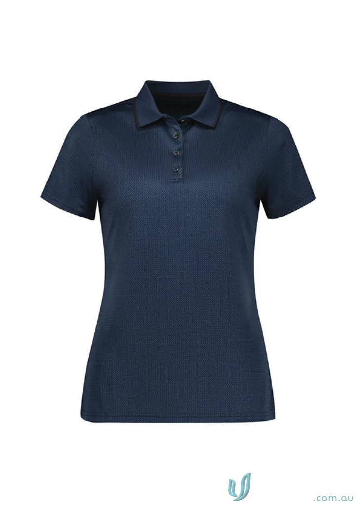 Ladies Echo Polo in navy blue made from certified recycled polyester, biz cool™ fabric