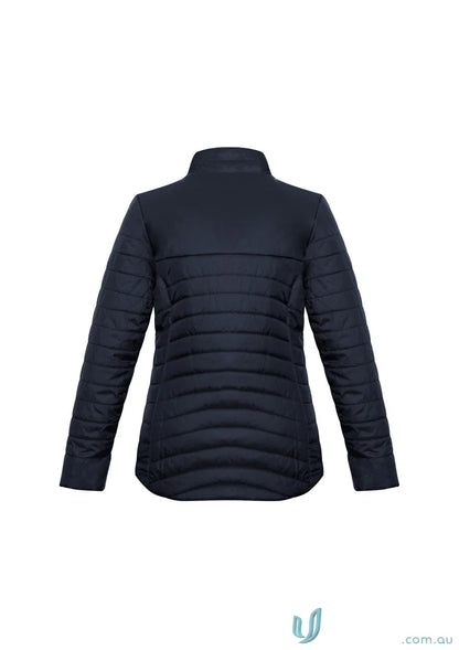 Navy blue quilted Ladies Expedition Jacket from Biz Collection Women’s J750L Jacket line