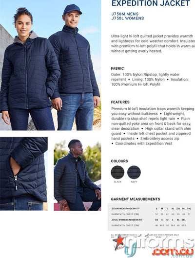 Navy quilted Ladies Expedition Jacket from Biz Collection Womens J750L jacket series