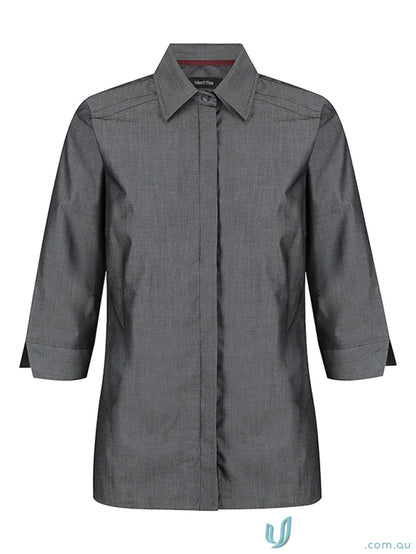 Gray ladies Felix 3/4 sleeve shirt ideal for uniforms and casual wear