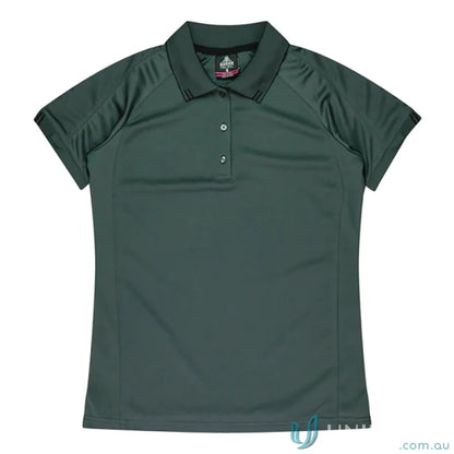 Dark green short-sleeved polo shirt from Ladies Flinders Polo for work uniforms or workwear