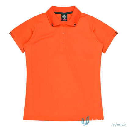 Ladies Flinders Polo in orange, perfect for work uniforms and casual uniforms