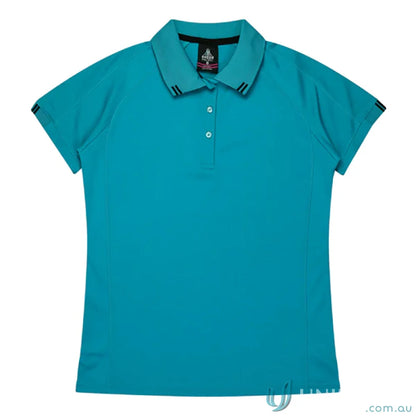 Teal Ladies Flinders Polo shirt ideal for work uniforms or casual uniforms