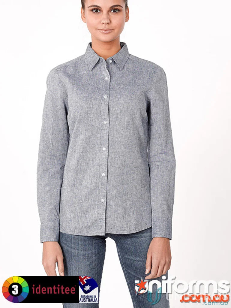 Ladies Floyd gray long sleeve linen cotton shirt perfect for casual style