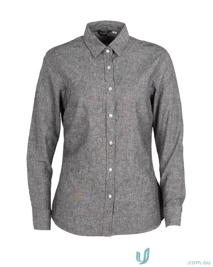 Ladies Floyd Gray Long Sleeve Linen Cotton Shirt for a stylish casual look