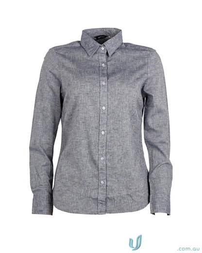 Ladies Floyd gray long sleeve linen cotton shirt for stylish casual looks