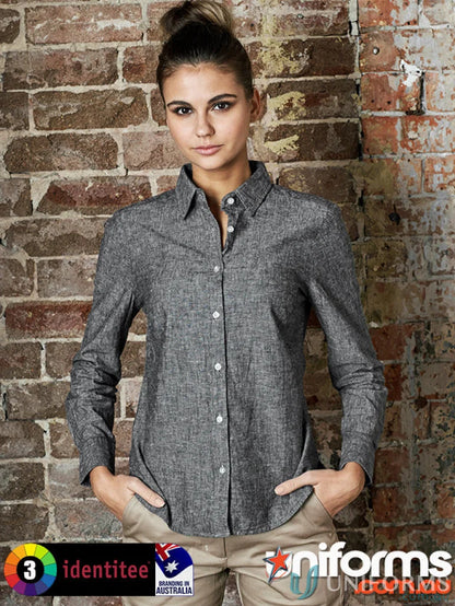 Ladies Floyd long sleeve linen cotton shirt for women, stylish and comfy long-sleeve top