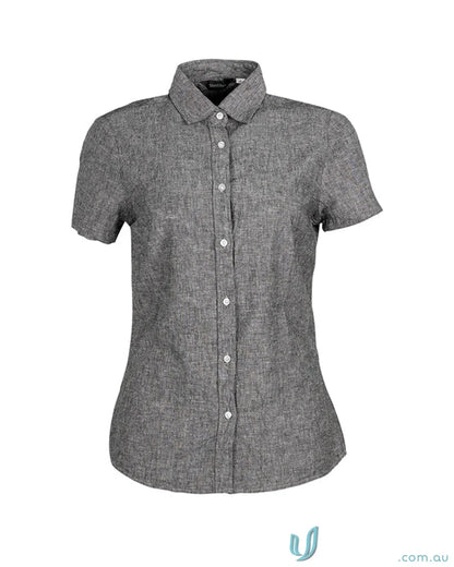 Gray short sleeve linen cotton shirt from Ladies Floyd S/S Linen Cotton Shirt