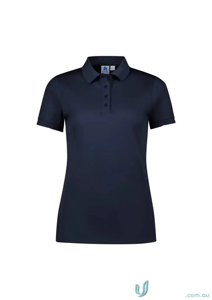 Ladies Focus Polo navy blue casual wear with knit rib collar perfect for everyday style