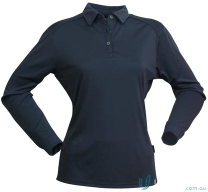 Ladies Freshen LS Polo in dark blue, comfy workwear for uniforms with unmatched comfort