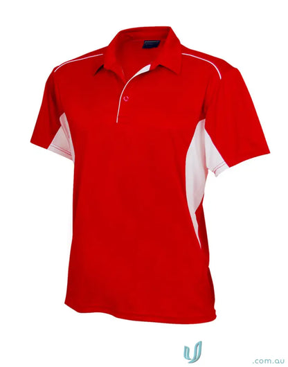Ladies Freshen Polo in red and white offers unmatched comfort for uniforms and workwear