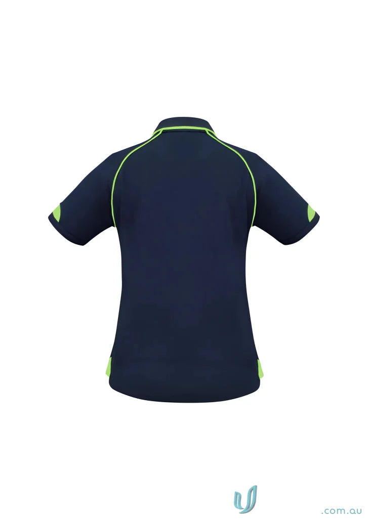 Ladies Fusion Biz Collection Polo with lime green piping and modern fit design
