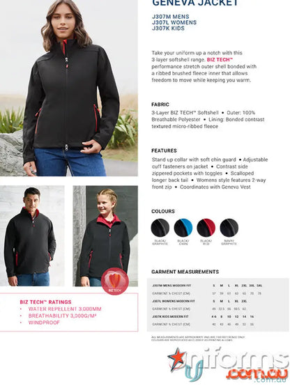 Ladies Geneva softshell jacket from Women’s Biz Collection product info image
