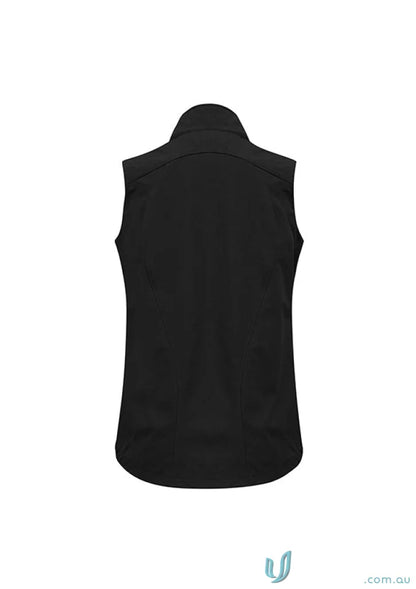 Black sleeveless vest from Ladies Geneva Softshell Vest collection women’s geneva vest vest j404l