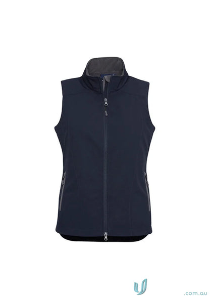 Navy blue ladies Geneva Softshell Vest from collection women’s Geneva, vest J404L