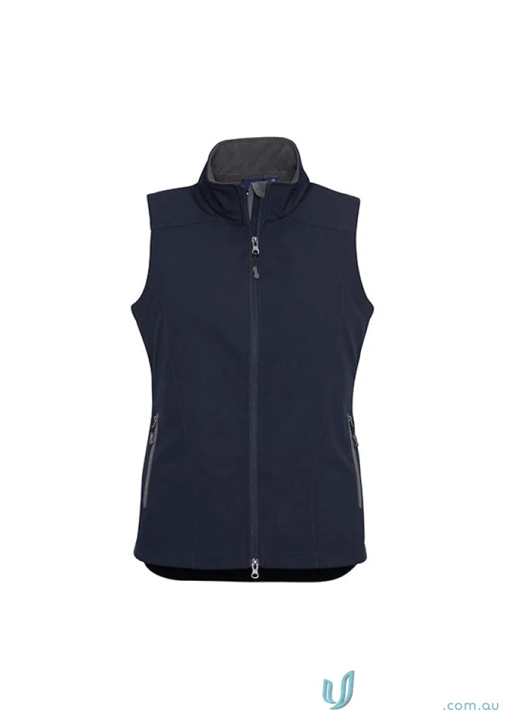 Navy blue ladies Geneva Softshell Vest from collection women’s Geneva, vest J404L