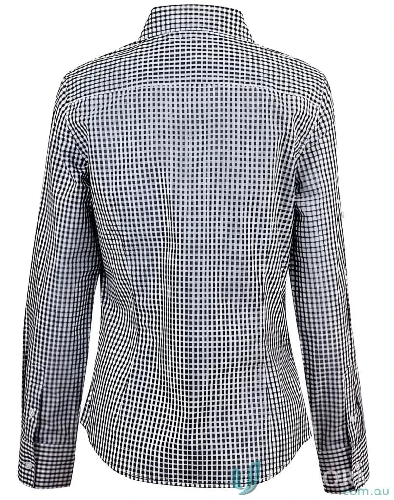 Winning Spirit Ladies Gingham Check Roll-Up Sleeve Tab Button-Down Shirt