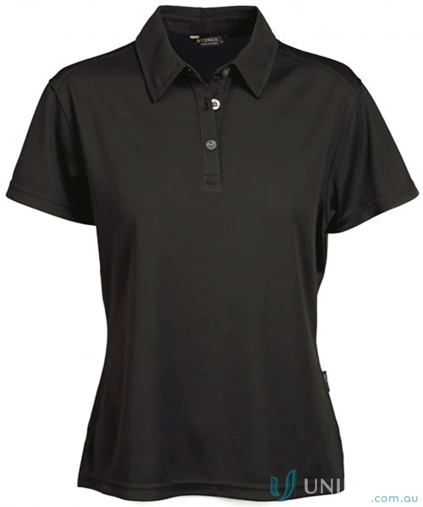 Ladies Glacier Polo black short-sleeved workwear uniform shirt for women