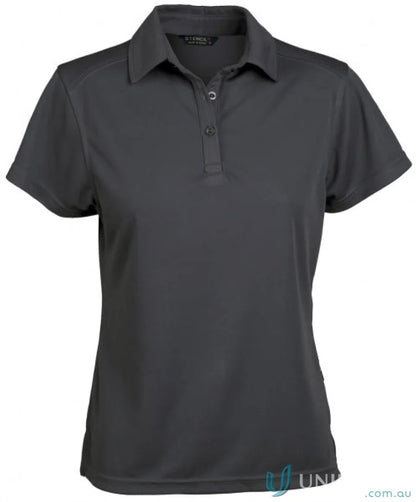 Ladies Glacier Polo in gray short-sleeved workwear, perfect for uniforms