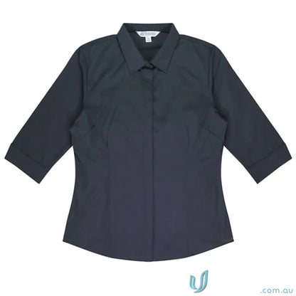 Black three-quarter sleeve blouse from Ladies Grange 3qtr Shirt ideal for workwear and uniforms