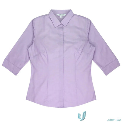 Lavender three-quarter sleeve blouse from Ladies Grange 3qtr Shirt for work uniforms