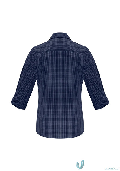 Blue plaid Lady Harper Long Sleeve shirt from Biz Collection Ladies S820LT for a casual look