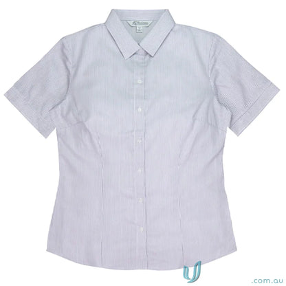 Ladies Henley 3qtr shirt with stylish striped short-sleeved button-down design